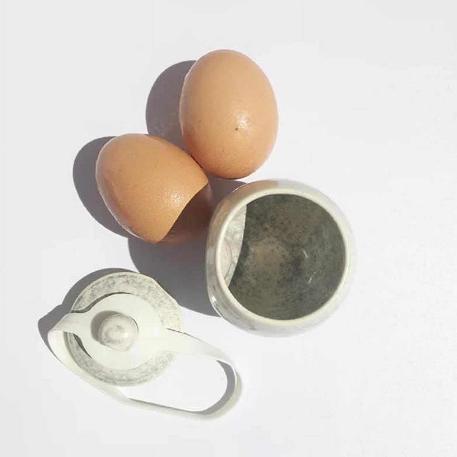 AggCoddler - Scandinavian Porcelain Egg Coddler with Simple Lid - Minimalist Design Egg Poacher Cooker for Quick and Easy Breakfast or Elegant Display - Lea Love Pearl/White