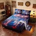 thumbnail image 2 of Manfei Oil Painting City Night Bed Sheets, July 4th Fireworks Full Size Sheets, Red White Blue, Black Reversible 4-Piece (1 Flat Sheet, 1 Fitted Sheet and 2 Pillowcases), 2 of 6