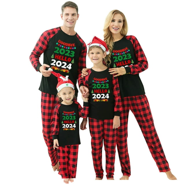Penkiiy Pyjamas de Noël pour Famille Ensemble de Pjs Assortis, Pyjamas de Noël à Carreaux Rouges pour Femmes Hommes Enfants Rouge 2-3 Ans