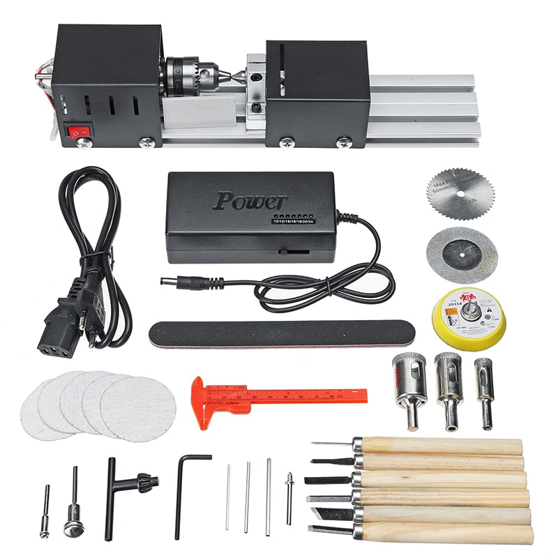 Mini Lathe Beads Polisher Machine for Woodworking Poshing Beads Machine Craft DIY Rotary Tools 24V 80W