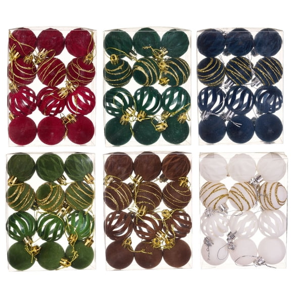 Velvet Christmas Ball Ornaments, Flocked Shatterproof Christmas Ornaments Hanging Xmas Tree Decorations Set for Home Party Holiday Decor (Brown, 12PCS)
