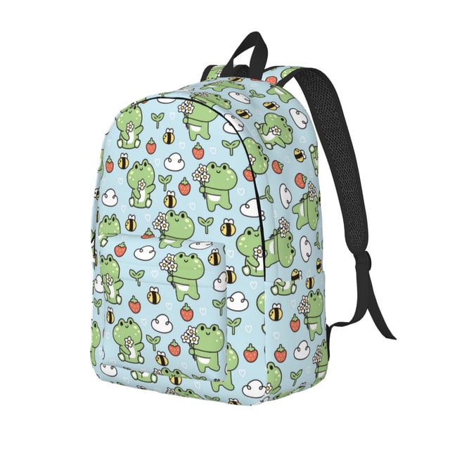 Easygdp Cute Floral Frog Mochila de Lona Resistente para Laptop, Compatible con Laptops de 15 a 17 pulgadas, Ideal para Escuela, Trabajo y Viajes-Small