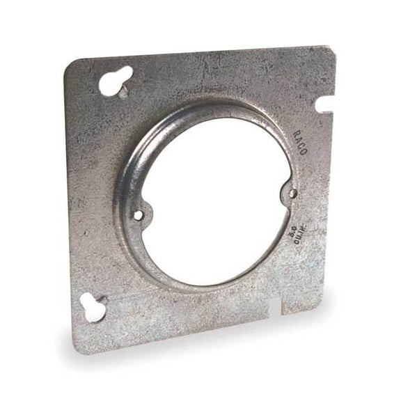 Raco Box Cover, Square Box Type, 1 Gang, Galvanized Zinc, Raised Cover Type 835