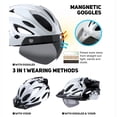 thumbnail image 2 of Mirov Adult bicycle helmet featuring a USB-rechargeable LED light, removable goggles, and a visor; unisex adult helmet for mountain and road bikes, 2 of 8
