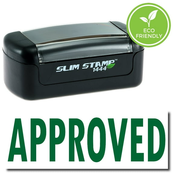 Slim Pre-Inked Approved Stamp with Green Ink