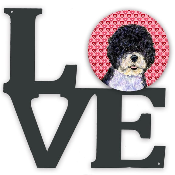 Portuguese Water Dog Hearts Love Valentines Day Metal Wall Artwork LOVE