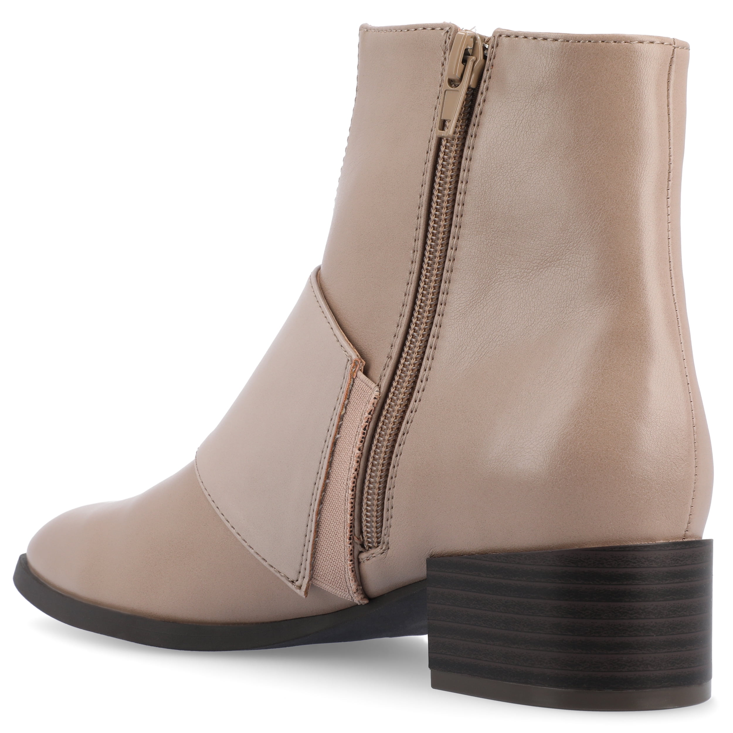 Journee Womens Kyler Two Tone Square Toe Booties