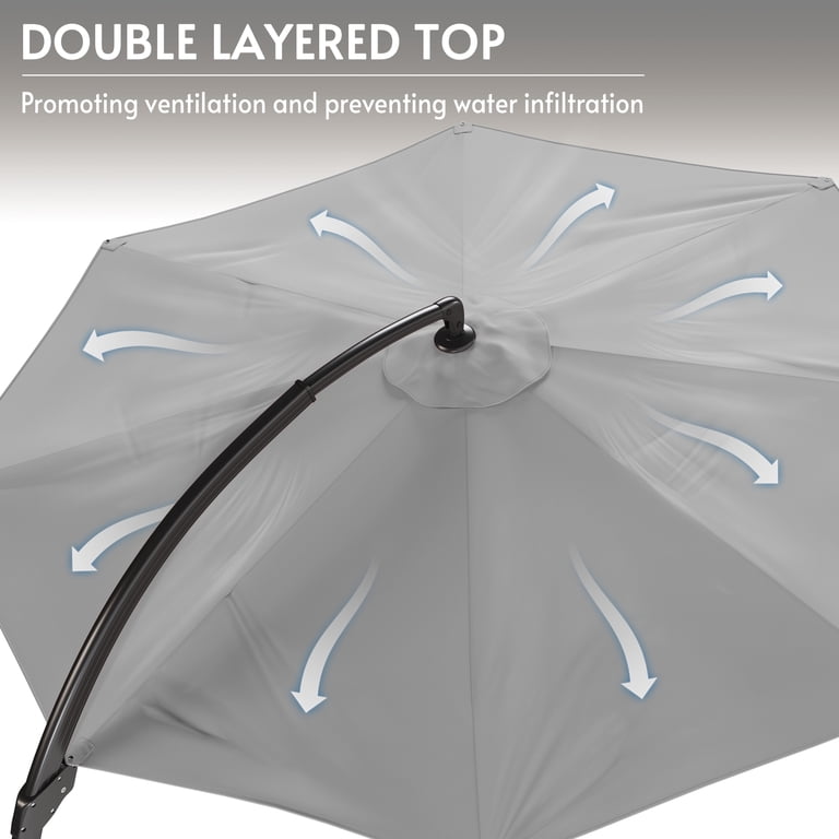 10 ft square offset patio umbrella 10X13 ft AKZPRT Cantilever Umbrella – Stay Put Umbrellas