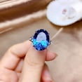 thumbnail image 2 of Womens Copper Geometric Ring with Simulated Dark Blue Zircon Diamond Treatment Round Female Jewelry Fashion Ring and Necklace Gift for Her, 2 of 5