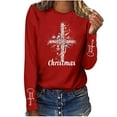 thumbnail image 4 of Qulqfy Christmas Shirts for Women Crewneck Red Xmas Plus Size Long Sleeve Christian Religious Casual Tops Family Christmas Shirts for Women, 4 of 5