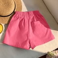 thumbnail image 6 of Jalioing Kids Cotton Linen Shorts Summer Casual Plain Elastic Waist Shorts Boys Girls Side Slit Lounge Shorts with Pocket, 6 of 9