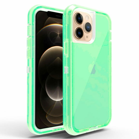 Military Grade Transparent Hybrid Case for iPhone 15 - Green