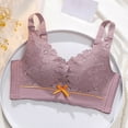 thumbnail image 2 of Zpanxa Lace Back Closure Bra Wireless Embroidery Design Breathable Comfort Lightweight T-Shirt Bra for Women, 2 of 6