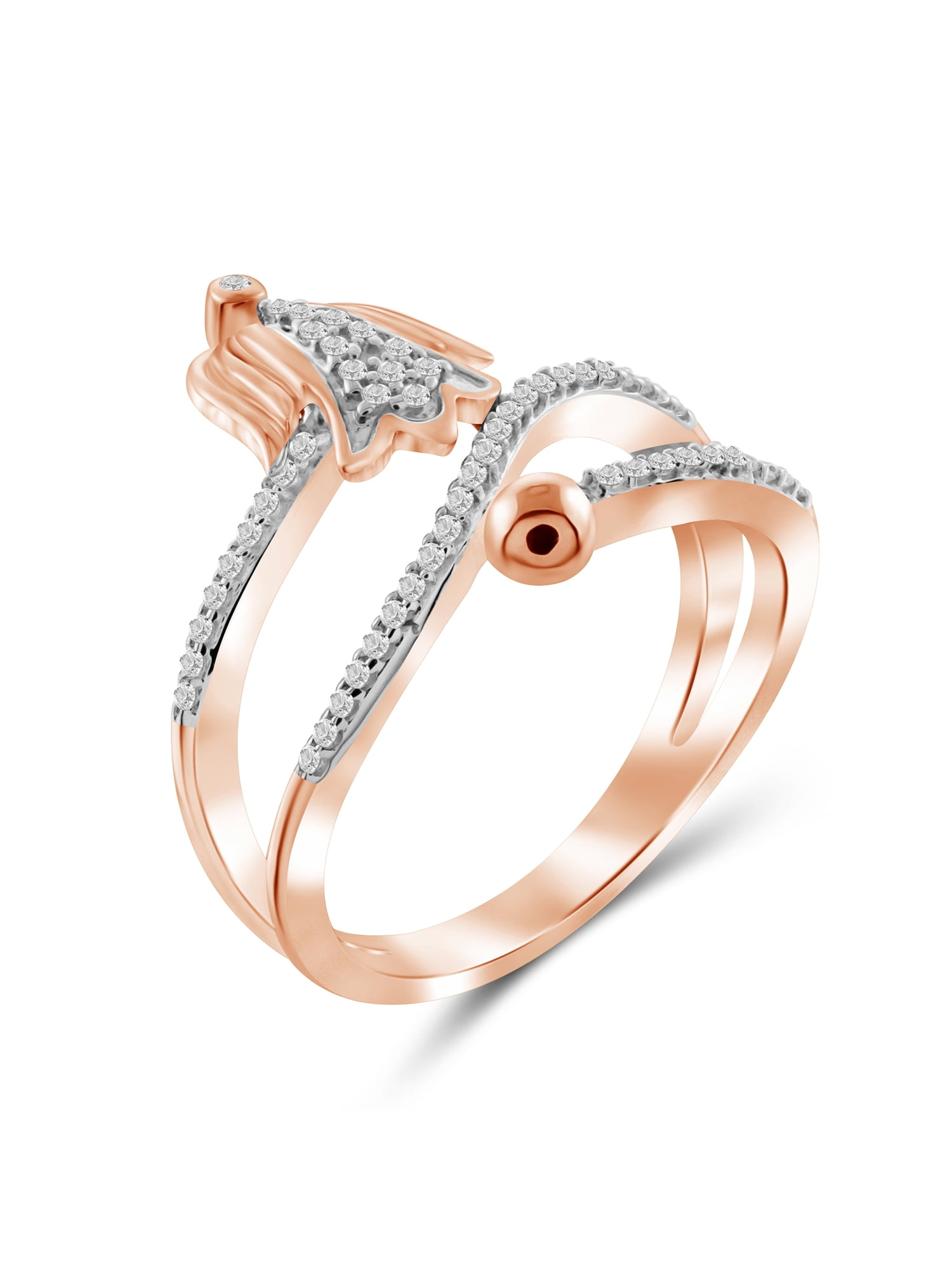 JewelersClub Stackable Diamond Rings for Women – 1/4 Carat White Diamond Ring Jewelry– Rose Gold Over Silver Stackable Bands for Women –– Stackable Ring Set by JewelersClub