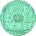 thumbnail image 1 of Ahgly Company Indoor Round Abstract Turquoise Blue Modern Area Rugs, 8' Round, 1 of 4