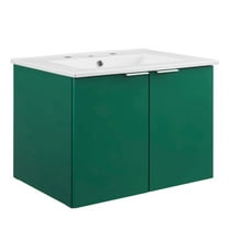 Modway Maybelle 24" Wall-Mount Bathroom Vanity in Green White