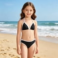 thumbnail image 2 of XINXIAOO Girls Halter Triangle Bikini Two Piece Swimsuit Contrast White Side Tie Solid Quick Dry Bathing Suit Summer Swimwear for Kids Girls 16-17 Years, 2 of 8
