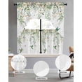 thumbnail image 2 of Green Eucalyptus Leaves Swag Kitchen Curtains Sets for Windows 24 Inch Length, Birds Flowers Spring Watercolor Floral Short Window Curtain Swags Valances and Tiers 3 Piece Set for Cafe/Dining Room, 2 of 5