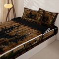 thumbnail image 3 of Erosebridal Woodland Deer Silhouette Zipper Twin Comforter Sets with Fitted Sheet and 2 Pillowcases,Pine Tree Print Zipper Bedding Set,Brown Orange,Black Reversible, 3 of 6