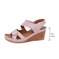 thumbnail image 6 of Wedge Dressy Sandals for Women 2025 Summer Fashion Casual Leather Peep Toe Platform Heeled Dress Work Sandals, 6 of 7