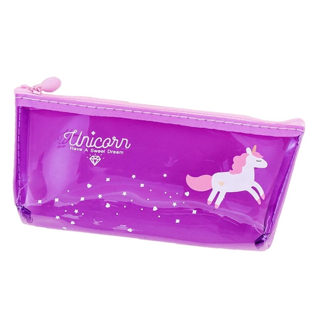 Estuche para lápices para estudiantes, estuche para lápices , estuche para lápices de plástico, papelería, material escolar Púrpura DYNWAVEMX Estuche para lápices transparente