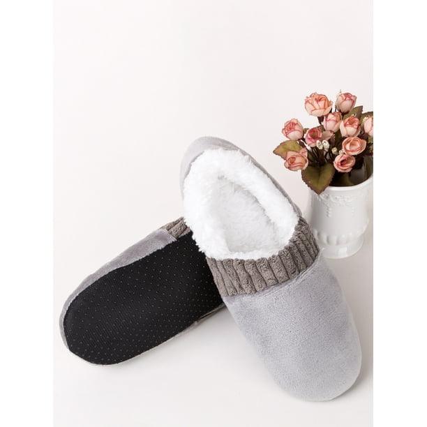 Woobling Mens Warm Shoes With Lined Slippers Fluffy Socks Slipper