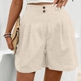 thumbnail image 4 of Tumotour Summer Linen Shorts for Women's Elastic Waist Outdoor Work Shorts Jogging Walkshort Straight-Leg Shorts, 4 of 7