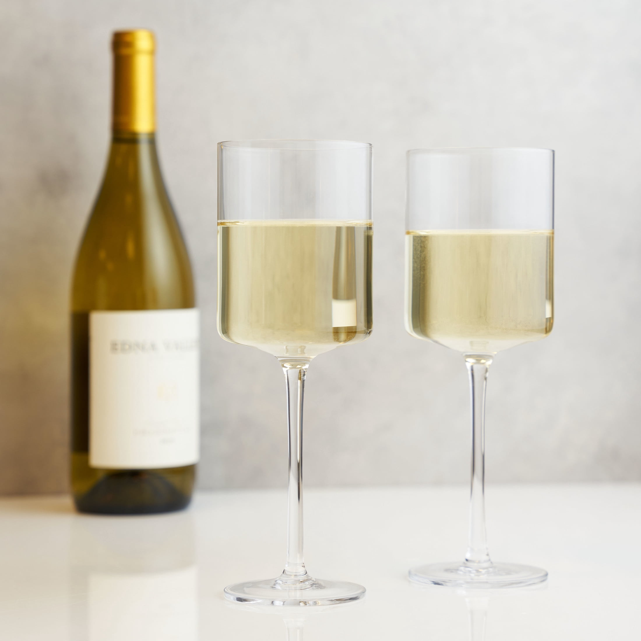 Viski Laurel Crystal White Wine Glasses, Stemmed Glasses, 13 oz, Set of 2