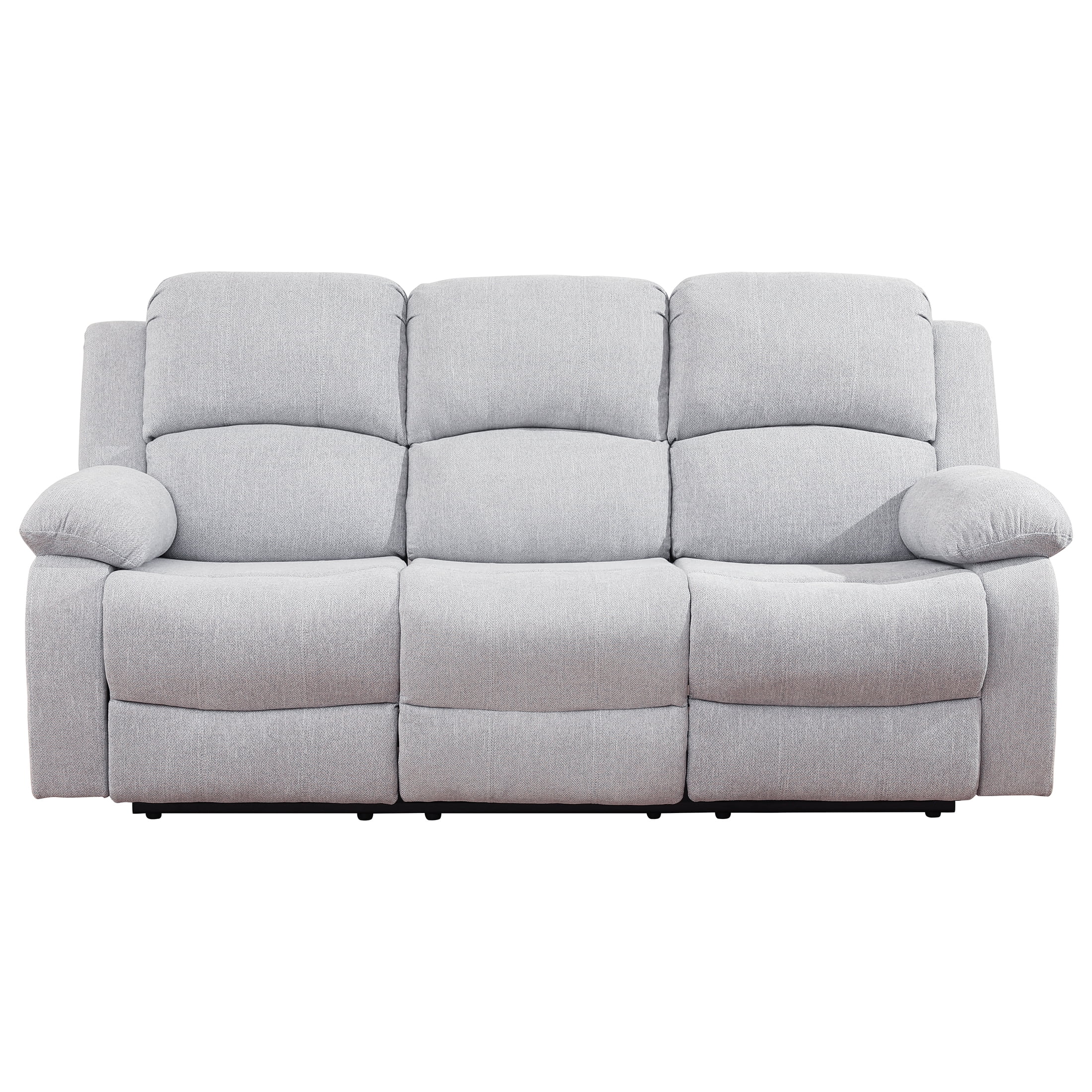 AUKFA 3 Seats Recliner Sofa Chair, Home Theater Sofa with Flipped Backrest and Cupholder, Gray