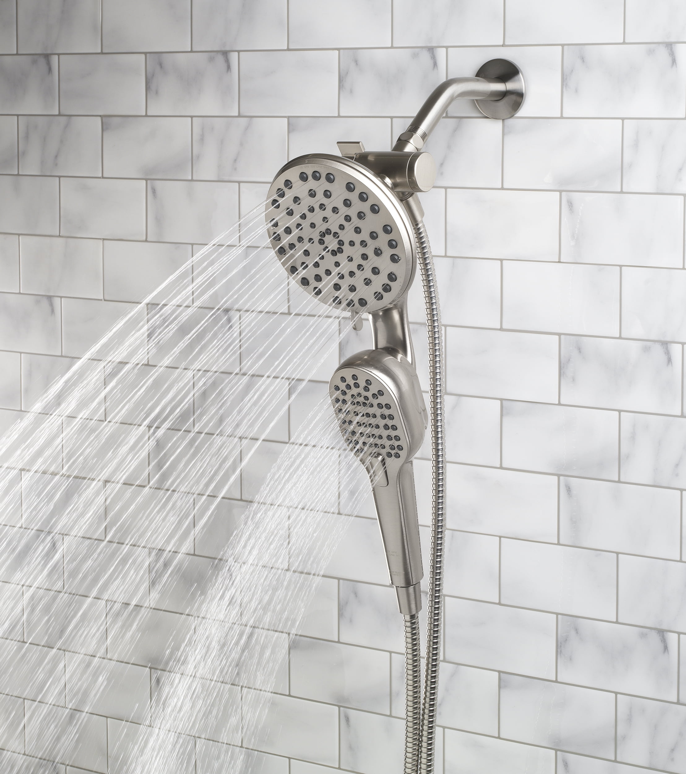 Better Homes & Gardens Magnetic Dual Showerhead Combo, 4-Spray, Satin Nickel