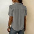 thumbnail image 6 of Horkkom Button Down Shirts for Women Summer Linen Short Sleeve Tops Dress Business Work Casual Tops M, 6 of 10