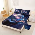 thumbnail image 2 of Feelyou Lotus Fairy Dragon Full Size Sheets for Kids Boys Girls, Starry Sky Animal Bed Sheets, Blue Pink, 4pcs, 2 of 5