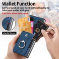 thumbnail image 7 of Compatible with Samsung Galaxy Z Fold 6, Classic Card Slots 360 Rotating Finger Ring Kickstand PU Leather + TPU Frame Magnetic Closure Back Case Cover for Samsung Galaxy Z Fold 6, Blue, 7 of 7