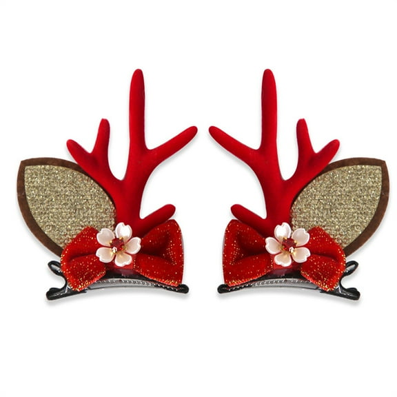 Fzsteel Reindeer Antlers Xmas Hair Clip for Festive Party Decorations and Photo Shoot Accessories (Plastic, 3.94x3.94x1.18 Inches)