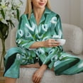 thumbnail image 6 of Lsque Teal Cactus Pattern Long Sleeve Pajama Set for Women - Soft 2-Piece Sleepwear and Loungewear Set with Pockets, Comfy Nightwear-X-Large, 6 of 7