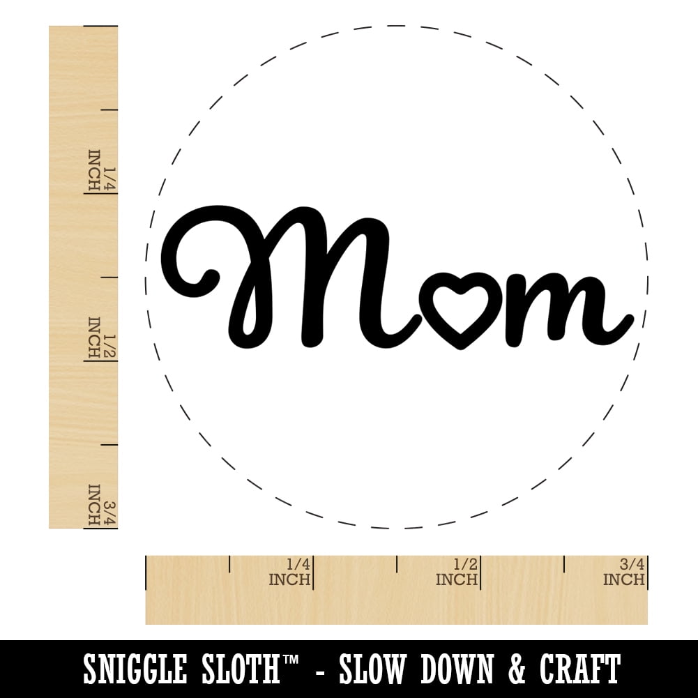Mom with Heart Self-Inking Rubber Stamp Ink Stamper - Fuchsia Ink - Small 3/4 Inch