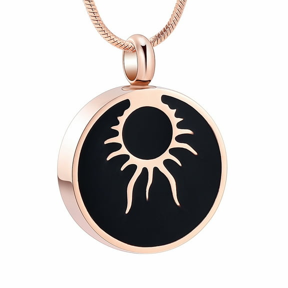 Eye of The Sun Cremation Necklace for Ashes Stainless Steel Urns Necklace for Ashes Keepsake Ash Pendant for Loved One Memorial Jewelry for Ashes