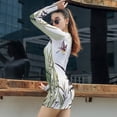 thumbnail image 4 of Bamboo Ink Painting Women's Long Sleeve Bodycon Dress Soft Stretchy For Everyday Wear And Special Occasions, 4 of 6