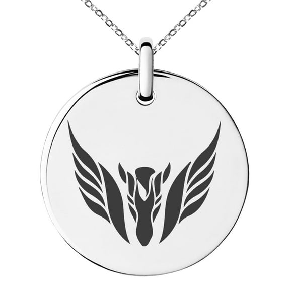 Stainless Steel Greek Mythology Pegasus Engraved Small Medallion Circle Charm Pendant Necklace