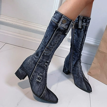 

TALKVE Boots Zipper Short Retro Breathable Shoes Heels Women s High Fashion Women s Boots
