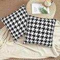 thumbnail image 5 of Black and White Houndstooth Throw Pillow Covers Set of 2 Pillow Cushion Cases Square Pillowcases for Sofa Bedroom Living Room Car, 20 X 20 Inch, 5 of 6
