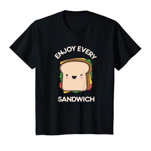 Enjoy Every Sandwich Kawaii Cute Foodie Warren Zevon Quote Black T-Shirt