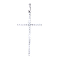 925 Sterling Silver Mens 1.10ct Moissanite Cross Religious Charm Pendant 58.7x27.9mm Wide Necklace for Men