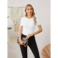 thumbnail image 6 of Women's Crew Neck Ribbed Fitted Shirt, Basic Short Sleeves Slim Fit Tops Summer T-Shirt 2024, 6 of 6