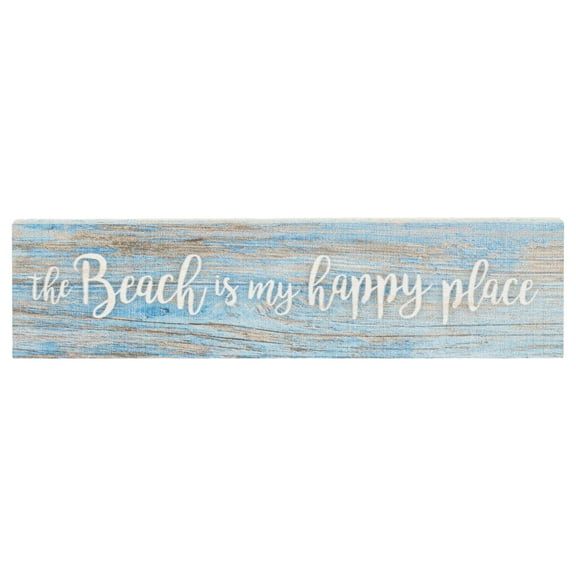 P. Graham Dunn Beach is My Happy Place Blue Distressed 6 x 1.5 Mini Pine Wood Tabletop Sign Plaque