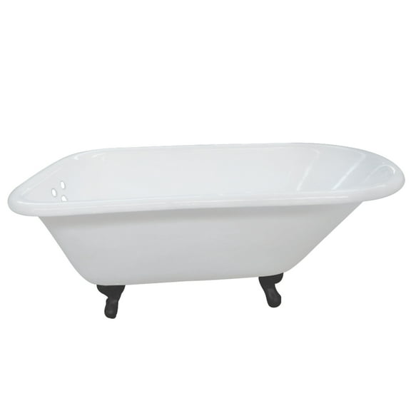 Aqua Eden VCT3D543019NT0 54" Cast Iron Oval Rectangular Roll Top Clawfoot Tub (3-3/8" Wall Drillings), White/Matte Black