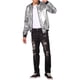 thumbnail image 2 of Chaqueta de béisbol holográfica INSPIRE CHIC para hombre, chaqueta bomber metálica con cremallera disco, plata M, 2 of 5