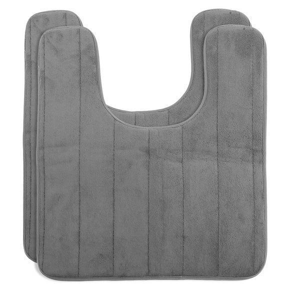BRIGHTFUFU Alfombra absorbente para el suelo del baño, cojín en forma de U para inodoro de rebote lento, 2 uds.