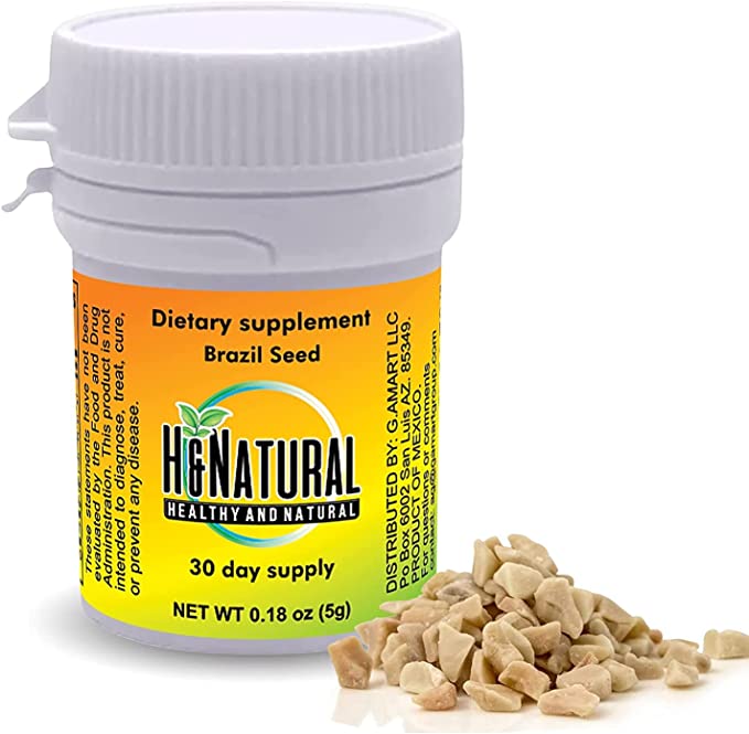 H&Natural Brazil Seed Dietary Supplement 30 Pieces, Pure Natural Semilla de Brasil, Brazilian
