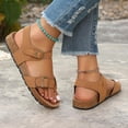thumbnail image 5 of Pandaie Women's Thong Slide Sandals Cork Footbed Open Toe Summer Flip Flops Comfortable Slip on Slides Sandal with Ankle Buckles Strap Khaki 6, 5 of 9